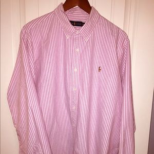 Pink and White Pinstriped Ralph Lauren Button-Down
